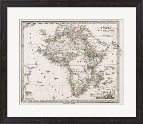 Framed 1862 Stieler Map of Africa Print