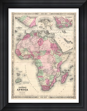 Framed 1864 Johnson Map of Africa Print