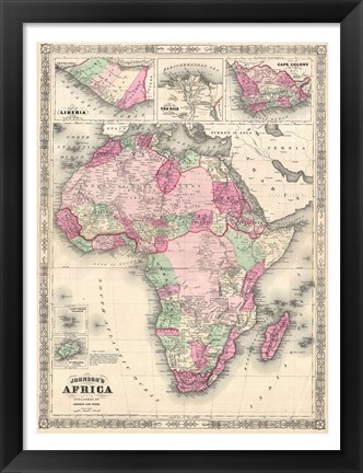 Framed 1864 Johnson Map of Africa Print