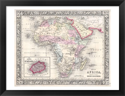 Framed 1864 Mitchell Map of Africa Print