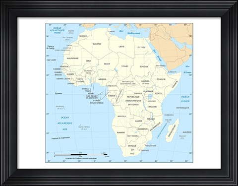 Framed Africa Map Political Print