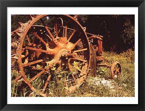 Framed Abandoned Tractor Near Mississippi River Bank Print