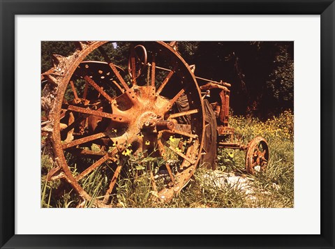 Framed Abandoned Tractor Near Mississippi River Bank Print