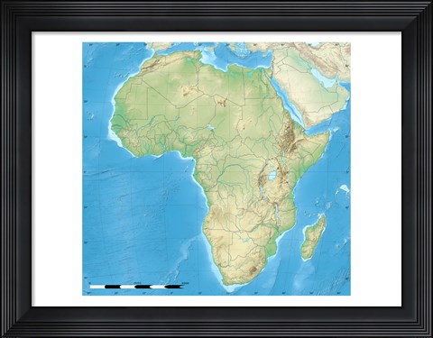 Framed Africa Relief Location Map Print