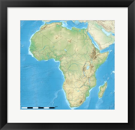 Framed Africa Relief Location Map Print