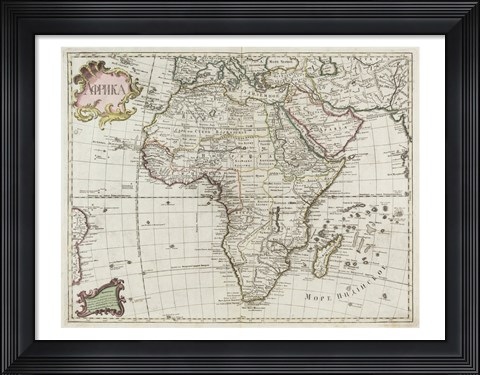 Framed Map of Africa 1745 Print