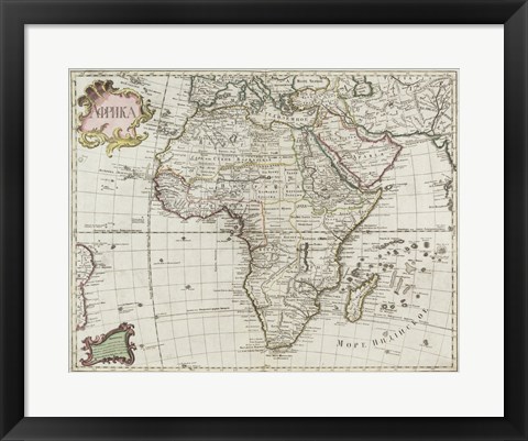 Framed Map of Africa 1745 Print