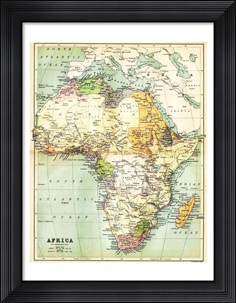 Framed Map of Africa 1885 Print