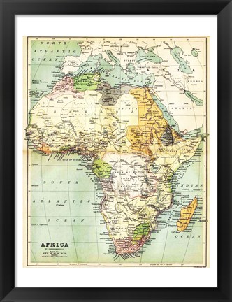 Framed Map of Africa 1885 Print