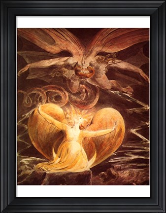 Framed William Blake the dragon Print