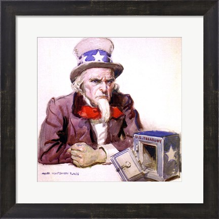 Framed James Montgomery Flagg  -Uncle Sam With Empty Treasury 1920 Print