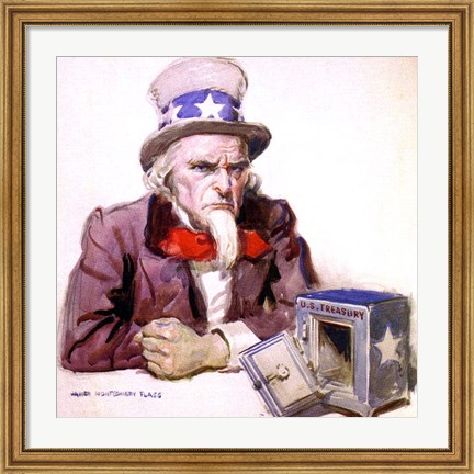 Framed James Montgomery Flagg  -Uncle Sam With Empty Treasury 1920 Print