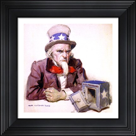 Framed James Montgomery Flagg  -Uncle Sam With Empty Treasury 1920 Print