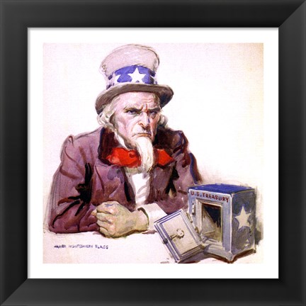 Framed James Montgomery Flagg  -Uncle Sam With Empty Treasury 1920 Print