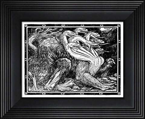 Framed Medieval Dragon I Print