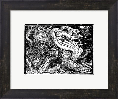 Framed Medieval Dragon I Print