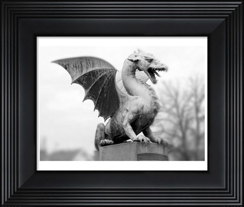 Framed Dragon Statue Print