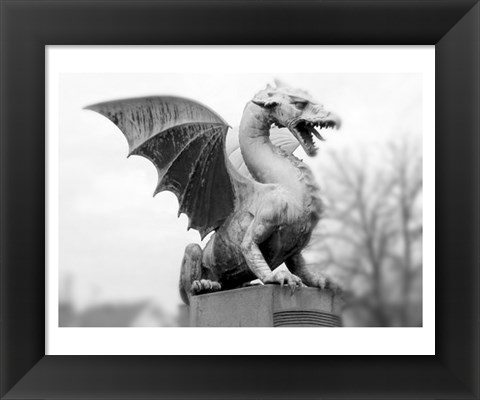 Framed Dragon Statue Print