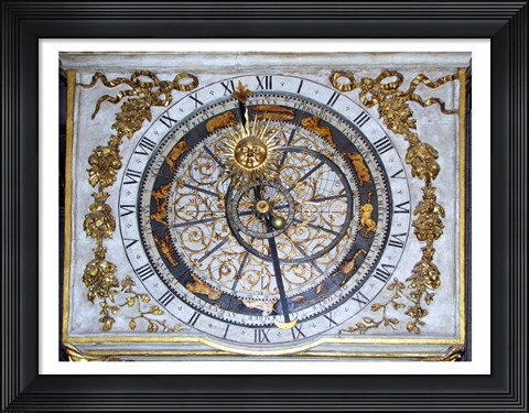 Framed Cathedrale Saint Jean Lyon Astronomical Clock Dial Print