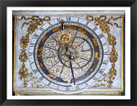 Framed Cathedrale Saint Jean Lyon Astronomical Clock Dial Print