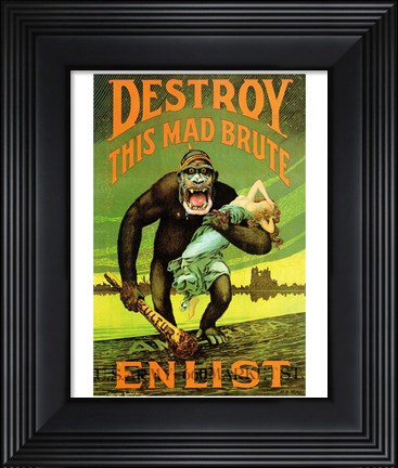 Framed Destroy This Mad Brute&#39; US Enlist Poster Print