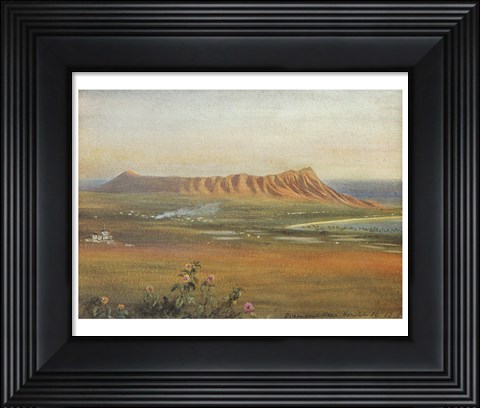 Framed Edward Clifford (1844-1907) - &#39;DiamondHead, Honolulu&#39;, watercolor painting, 1888 Print