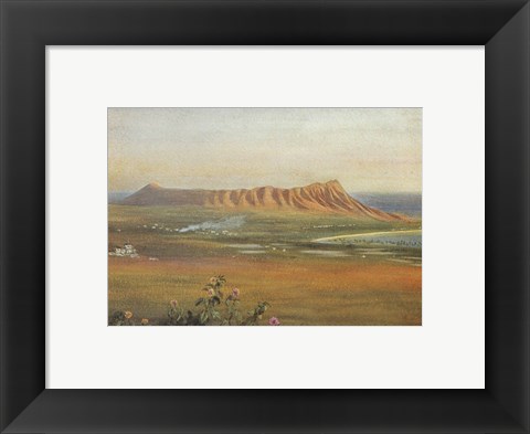 Framed Edward Clifford (1844-1907) - &#39;DiamondHead, Honolulu&#39;, watercolor painting, 1888 Print