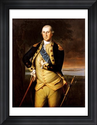 Framed George Washington by Peale 1776 Print