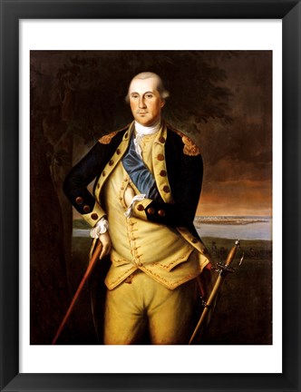 Framed George Washington by Peale 1776 Print