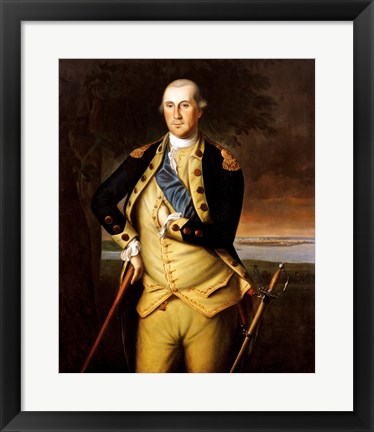 Framed George Washington by Peale 1776 Print