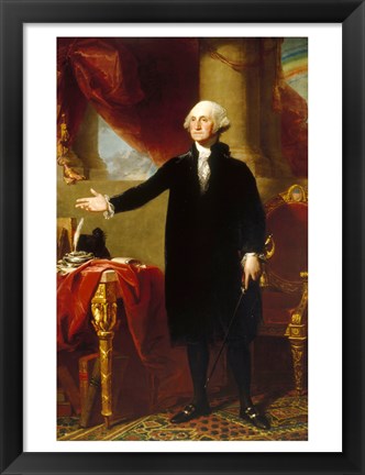 Framed Gilbert Stuart, George Washington Lansdowne Portrait, 1796 Print