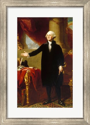 Framed Gilbert Stuart, George Washington Lansdowne Portrait, 1796 Print