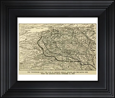 Framed Hindenburg Line Map SGW Vol. VIII Print