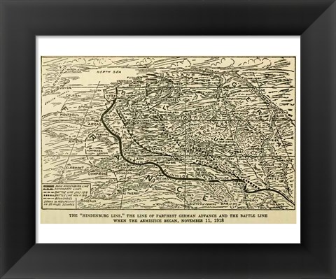 Framed Hindenburg Line Map SGW Vol. VIII Print