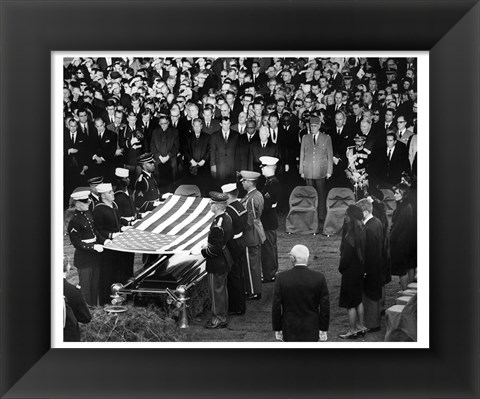 Framed Honor Guard Prepares to Fold Flag Over JFK Casket, 25 November 1963 Print