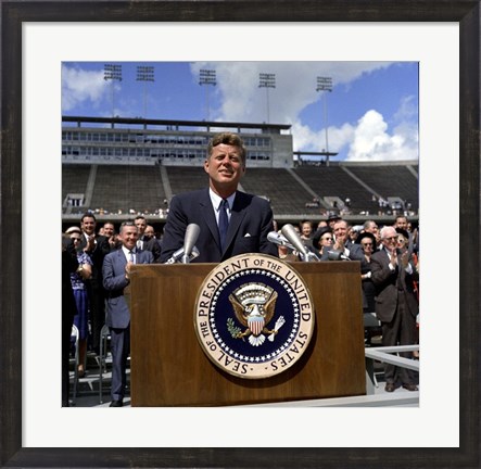 Framed JFK at Rice University Print