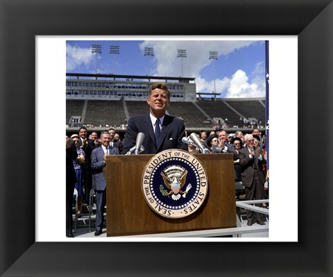 Framed JFK at Rice University Print