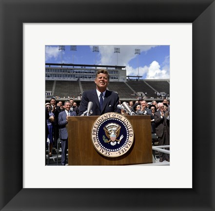 Framed JFK at Rice University Print