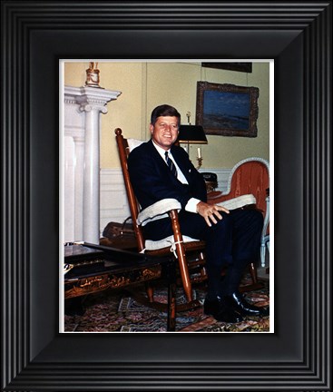 Framed JFK in Yellow Oval Room 1962 Print