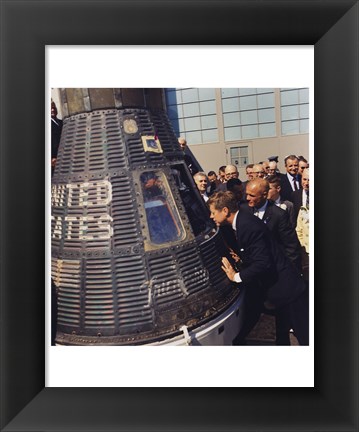 Framed JFK Inspects Mercury Capsule Print