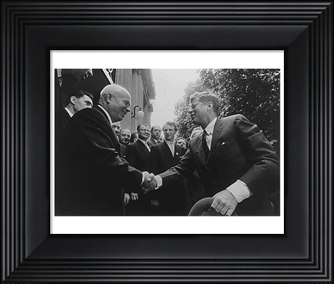 Framed JFK Khrushchev Handshake 1961 Print