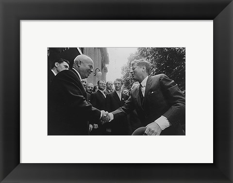 Framed JFK Khrushchev Handshake 1961 Print