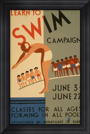 Framed Learn to Swim Print