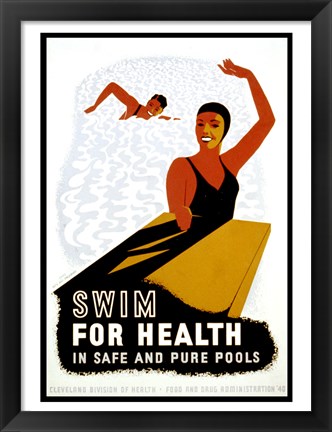 Framed Swim for Health Print