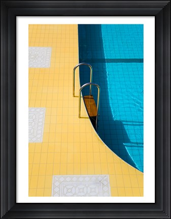 Framed High angle view of a swimming pool ladder, Banderas Bay, Puerto Vallarta, Jalisco, Mexico Print