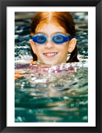 Framed Close-up of a girl in a swimming pool Print