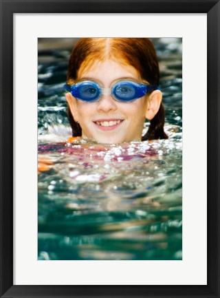 Framed Close-up of a girl in a swimming pool Print