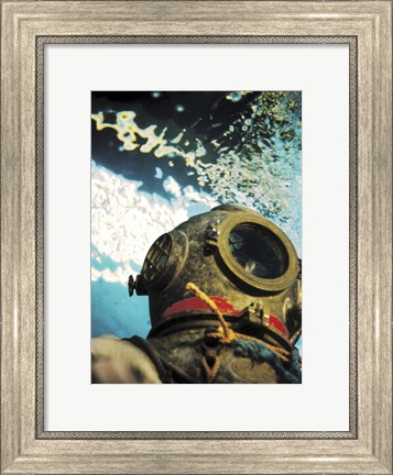 Framed Close-up of a divers helmet under water Print