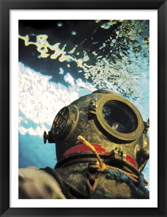 Framed Close-up of a divers helmet under water Print