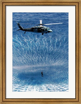 Framed US Navy Search and Rescue Diver Print